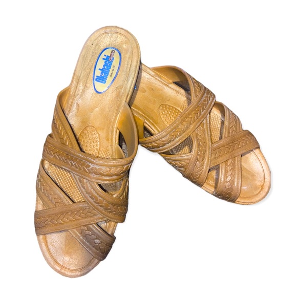Vintage Okabashi Classic Women Tan Slide Sandals - Picture 3 of 12
